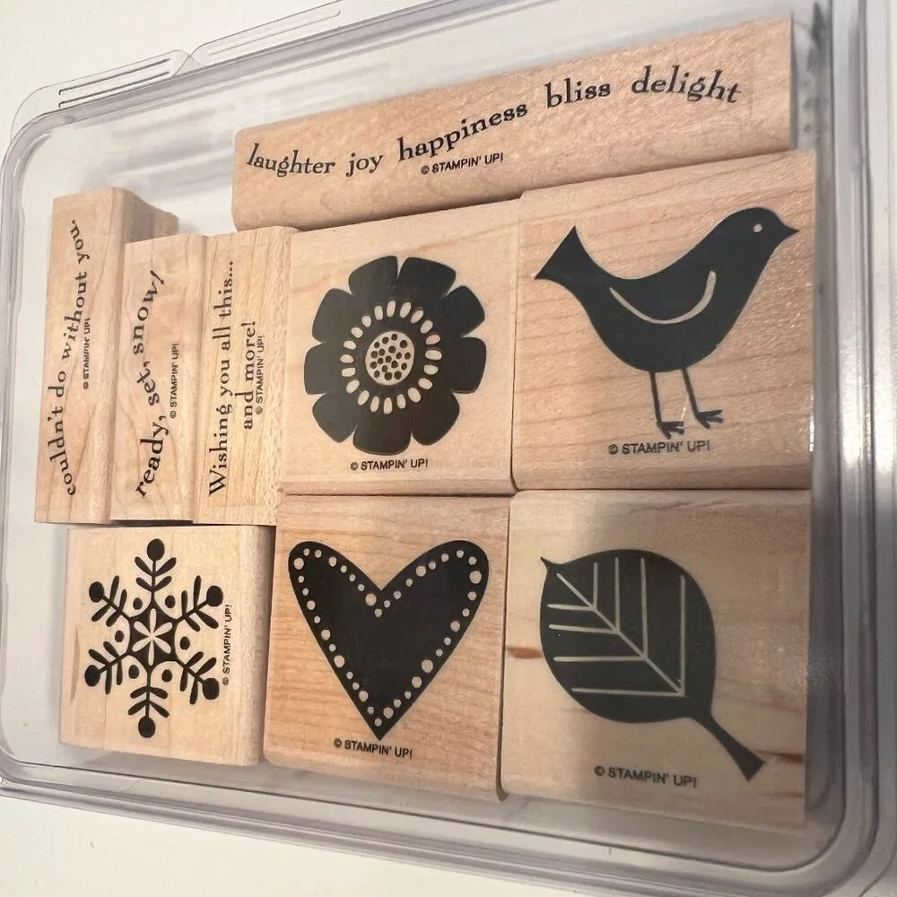 STAMPIN’‎ UP! “Best Wishes & More” Stamp Set (9-Piece) MOUNTED